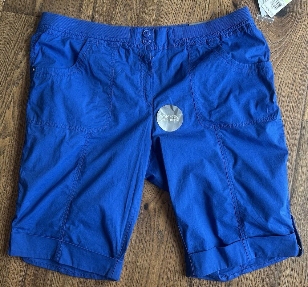 JM Collection Skimmer Bermuda Shorts 18W Blue Comfort Waistband NWT